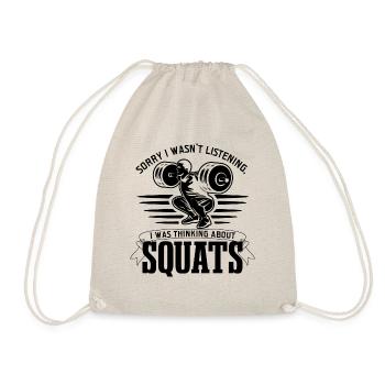 Krafttraining Gym Powerlifting Kniebeugen - Turnbeutel - Natur - Vorne