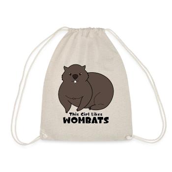 Girl Likes Cute Wombats Rodent Australian Wombats - Drawstring Bag - nature - Front