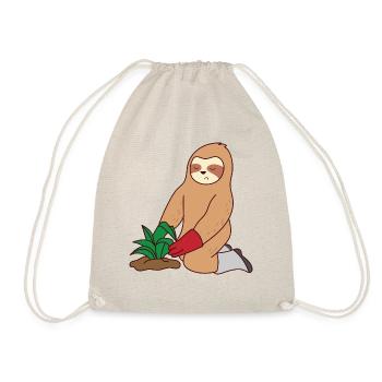 Sloth Gardening Lazy Tired Sleeping Gardener - Drawstring Bag - nature - Front