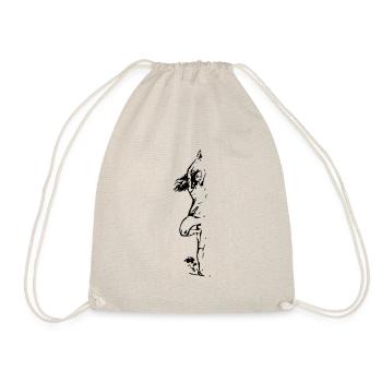 drawing lady yoga - Drawstring Bag - nature - Front