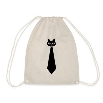 Katzen-Krawatte – einfach purrfect - Turnbeutel - Natur - Vorne