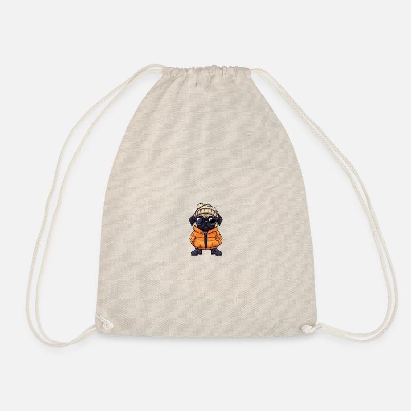 Mops Hund Winter Comic - Turnbeutel - Natur