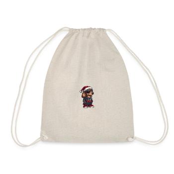 Dachshund Dog Christmas Cool X-Mas Dachshund - Drawstring Bag - nature - Front