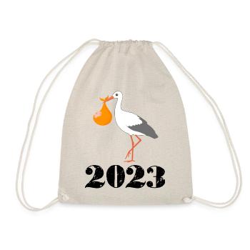 Bébé arrive en 2023, enceinte en 2023, cigogne arrive - Sac de sport léger - nature - Devant