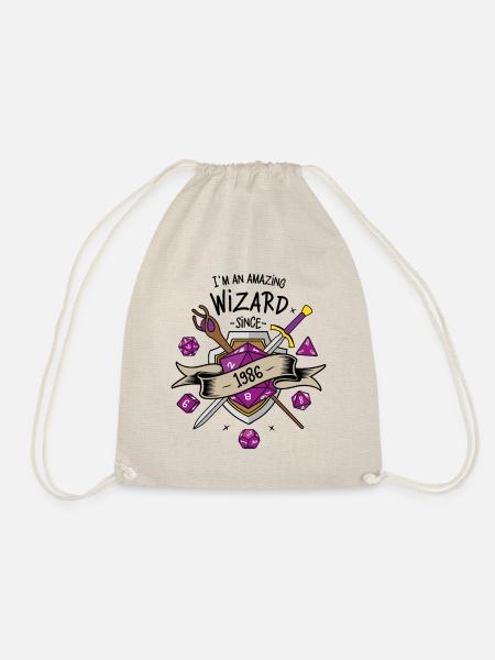 I'm an amazing wizard since 1986 - Drawstring Bag - nature