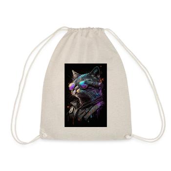 Coole Biker-Katze - Turnbeutel - Natur - Vorne