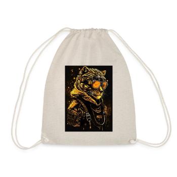 Cooler Punk Tiger mit Sonnenbrille - Turnbeutel - Natur - Vorne