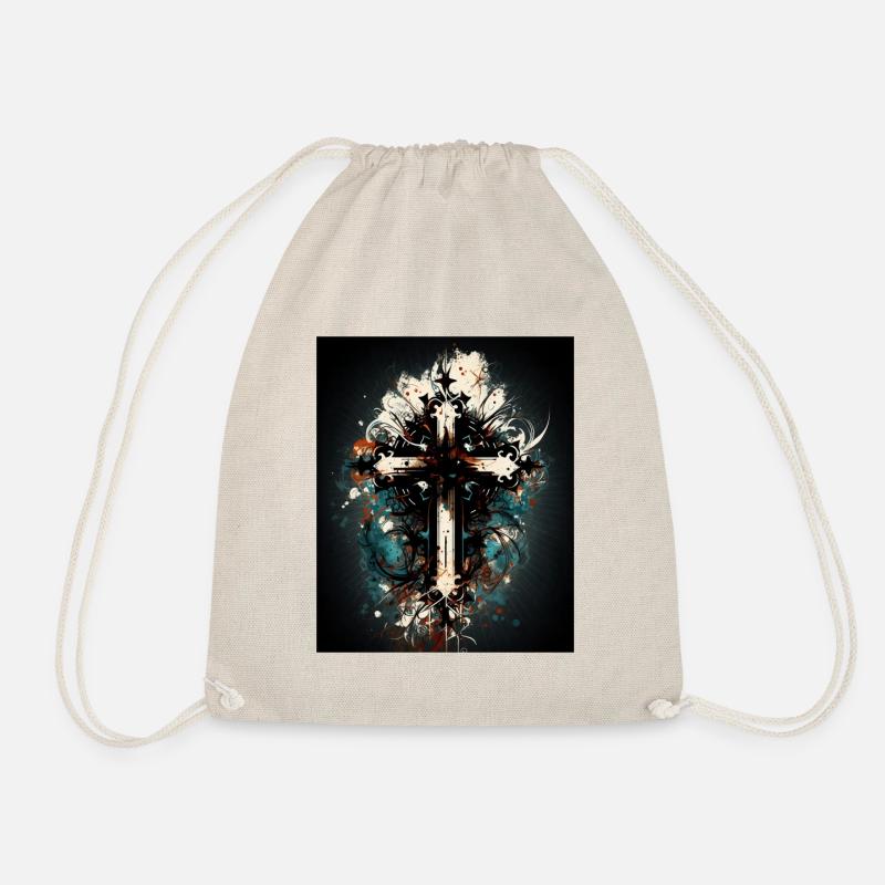 Abstract Christian Cross - Drawstring Bag - nature