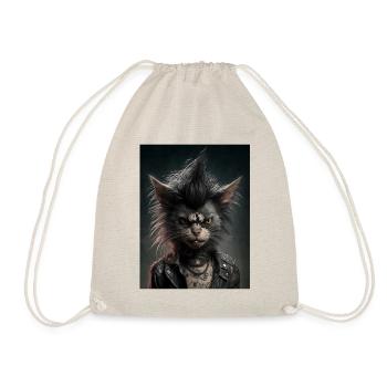 Rebel Punk Katze - Turnbeutel - Natur - Vorne