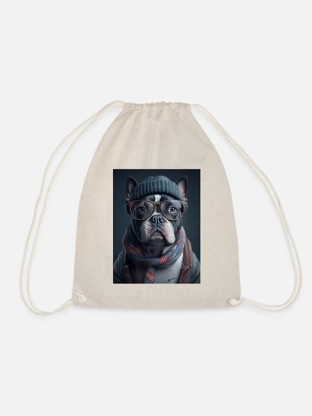 Cooler Hipster-Hund - Turnbeutel - Natur
