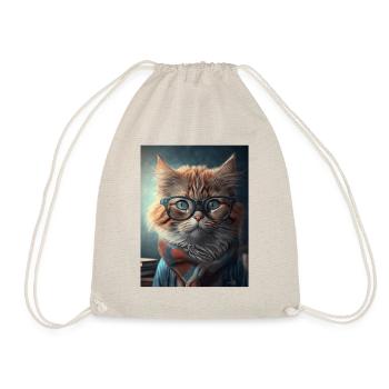 Coole Hipster-Katze - Turnbeutel - Natur - Vorne