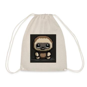 Pixel Art Chibi Sloth - Drawstring Bag - nature - Front