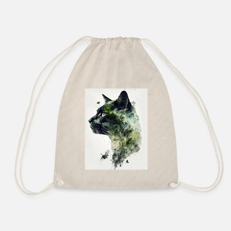 Doppelbelichtung Katze und Wald - Turnbeutel - Natur