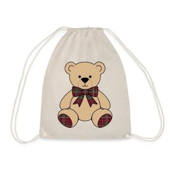 Peluche de Noël – Carreaux rouges et verts avec nœud - Sac de sport léger - nature - Devant