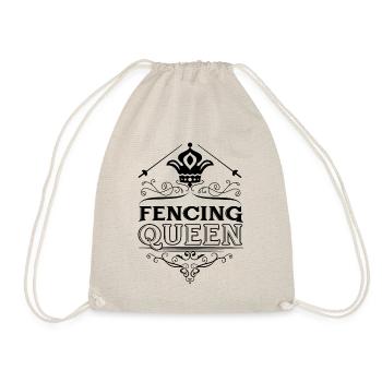 Fencing Queen Fan Lover Women Female Girls - Drawstring Bag - nature - Front