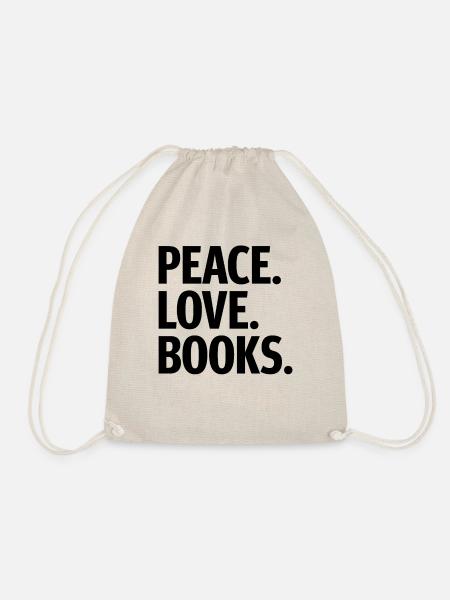 Peace Love Books - Turnbeutel - Natur