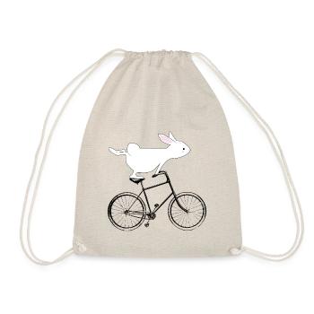 Süßer Hase auf Fahrrad Humor Damen - Turnbeutel - Natur - Vorne