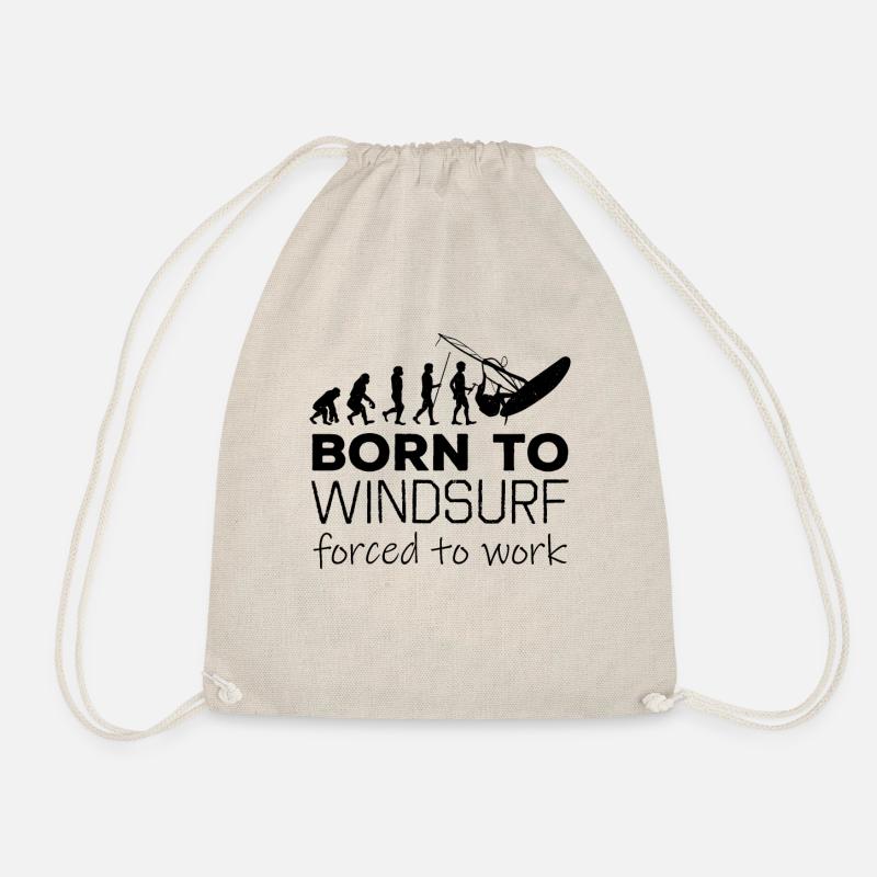 Born To Windsurf Forced To Work Evolution - Turnbeutel - Natur