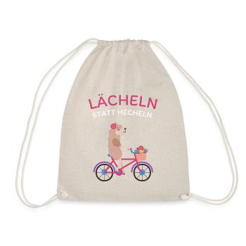 Lächeln statt Hecheln - Lustiges Fahrrad Motiv - Turnbeutel - Natur - Vorne