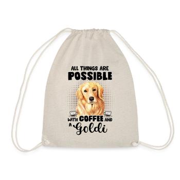 Kaffee Golden Retriever Spruch Hund Spruch - Turnbeutel - Natur - Vorne