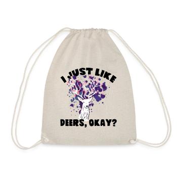 Deer Gift Birthday Saying Women Girls - Drawstring Bag - nature - Front
