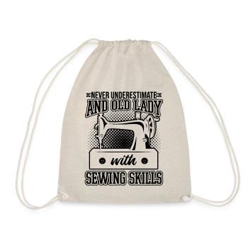 Never Underestimate An Old Lady With Sewing Skill - Drawstring Bag - nature - Front