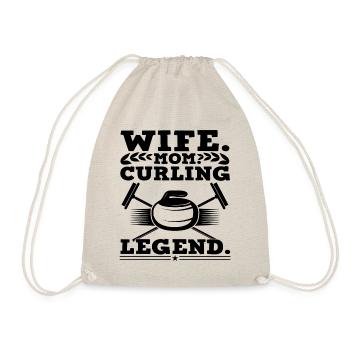 Wife Mom Curling Legend - Drawstring Bag - nature - Front