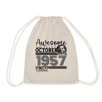 Großartig Oktober 1957 65. Geburtstag Geschenk - Turnbeutel - Natur - Vorne