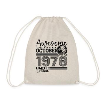 Großartig Oktober 1978 44. Geburtstag Geschenk - Turnbeutel - Natur - Vorne