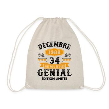34 Ans Anniversaire Vintage Né(e) en Décembre 1988 - Sac de sport léger - nature - Devant