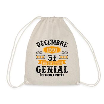 31 Ans Anniversaire Vintage Né(e) en Décembre 1991 - Sac de sport léger - nature - Devant