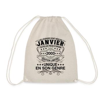 Les légendes sont nées en janvier 2003 cadeau - Sac de sport léger - nature - Devant