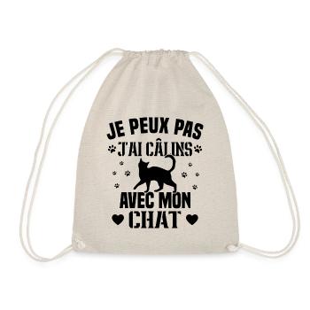 je peux pas j'ai câlins avec mon chat Cadeau - Sac de sport léger - nature - Devant