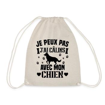 je peux pas j'ai câlins avec mon chien humour - Sac de sport léger - nature - Devant
