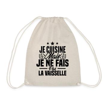 Je cuisine mais je ne fais pas la vaisselle humour - Sac de sport léger - nature - Devant