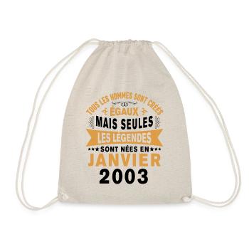 Les légendes sont nées en Janvier 2003 Vintage - Sac de sport léger - nature - Devant