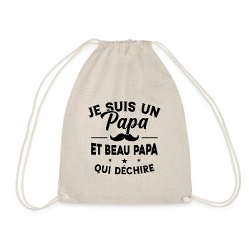 Je suis un Papa et Beau Papa qui déchire Cadeau - Sac de sport léger - nature - Devant
