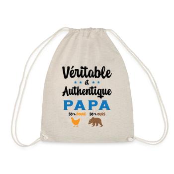 Homme Véritable et Authentique Papa Poule et Ours - Sac de sport léger - nature - Devant