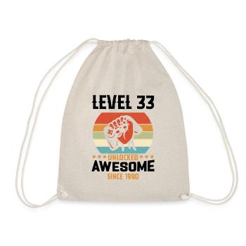 Level 33 Complete 1990 Birthday Gift - Drawstring Bag - nature - Front