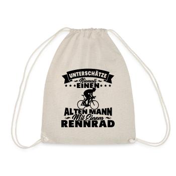 Alten mann mit einem Rennrad - Turnbeutel - Natur - Vorne