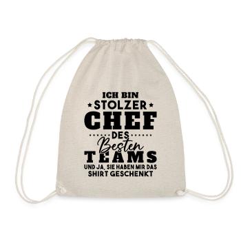 Stolzer Chef Des Besten Teams Shirt Geschenkt Fun - Turnbeutel - Natur - Vorne