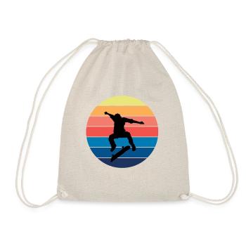 Retro Skateboard T-Shirt - Vintage Design - Turnbeutel - Natur - Vorne