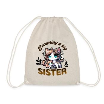 Bald werde ich eine Große Schwester süße Katzen - Turnbeutel - Natur - Vorne