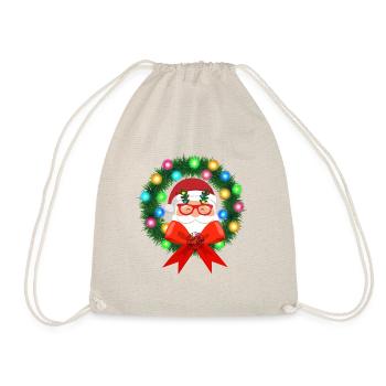 Santa Claus in wreath - Drawstring Bag - nature - Front