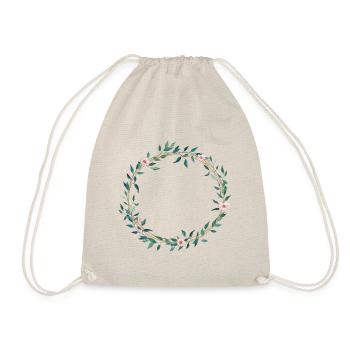 Flowers leaves wreath- customizable - Drawstring Bag - nature - Front