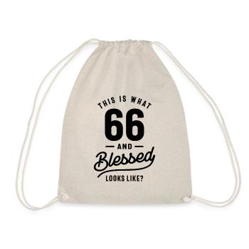 66 Jahre alt - 66. Geburtstag lustiges Geschenk - Turnbeutel - Natur - Vorne