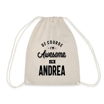 Andrea Personalized Name Birthday Gift - Drawstring Bag - nature - Front