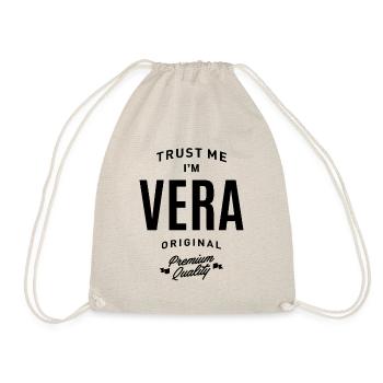Womens Vera Personalized Name Birthday Gift - Drawstring Bag - nature - Front