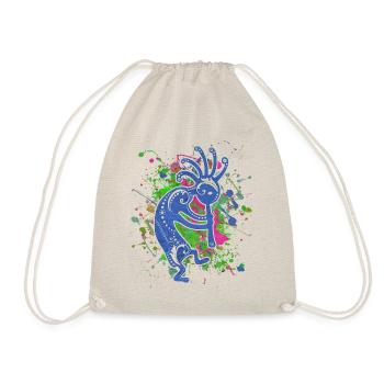Native Americans Kokopelli - Colorfully Splashes 1 - Drawstring Bag - nature - Front