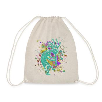 Native Americans Kokopelli - Colorfully Splashes 2 - Drawstring Bag - nature - Front